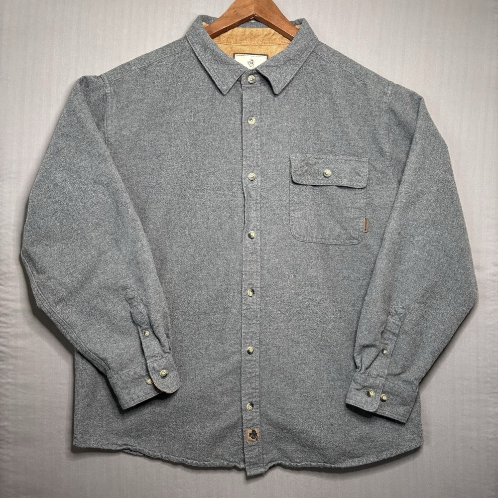 LEGENDARY WHITETAILS Flannel Shirt Mens XL Gray Heathered Corduroy Trim Shacket - Picture 2 of 13